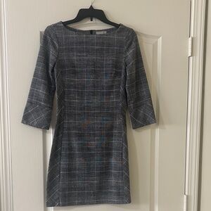 H&M Gray Checkered Long Sleeve Dress